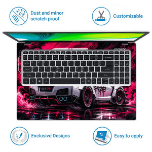 Nissan GTR Senshin Pink Neon Laptop Skin - View 5