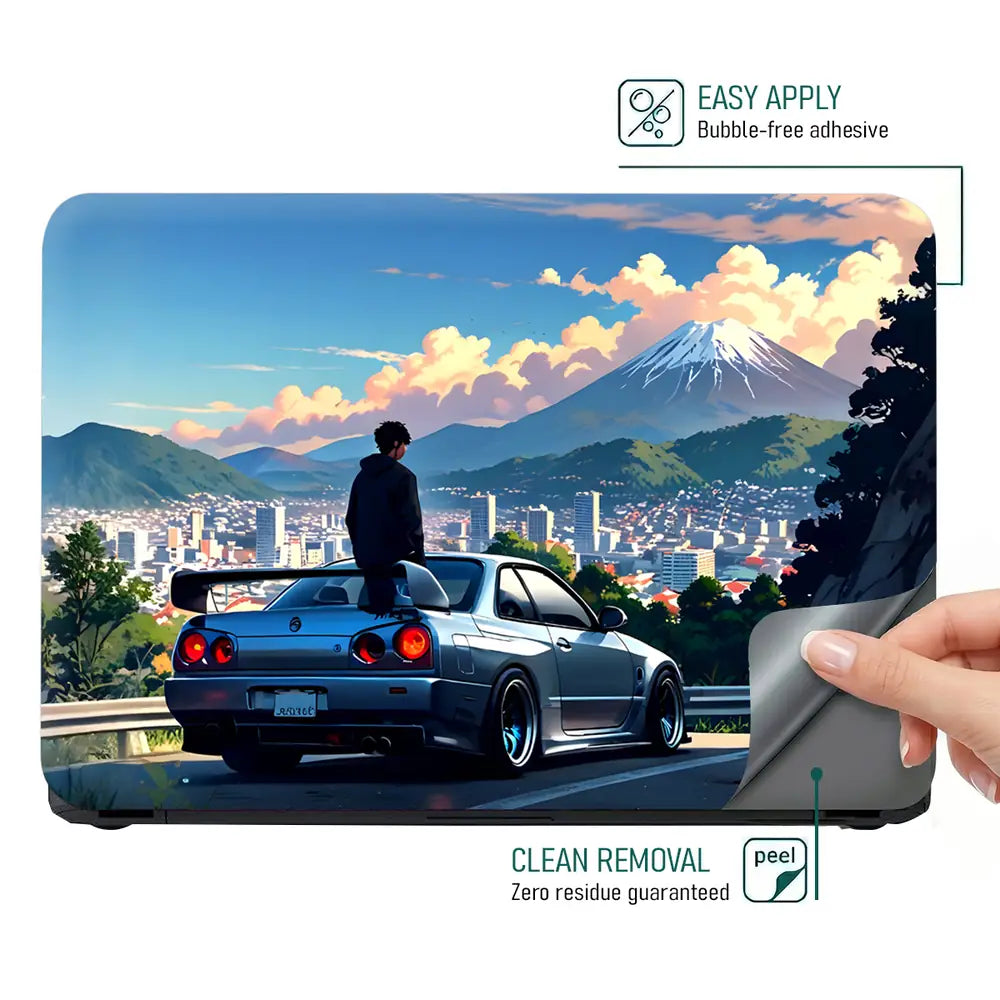 Nissan R34 Skyline Mt Fuji Laptop Skin - View 4
