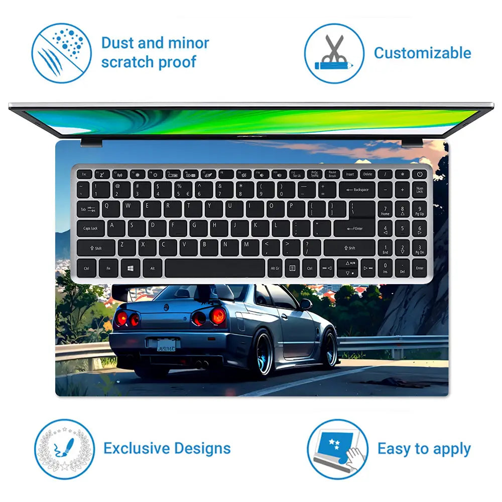 Nissan R34 Skyline Mt Fuji Laptop Skin - View 5