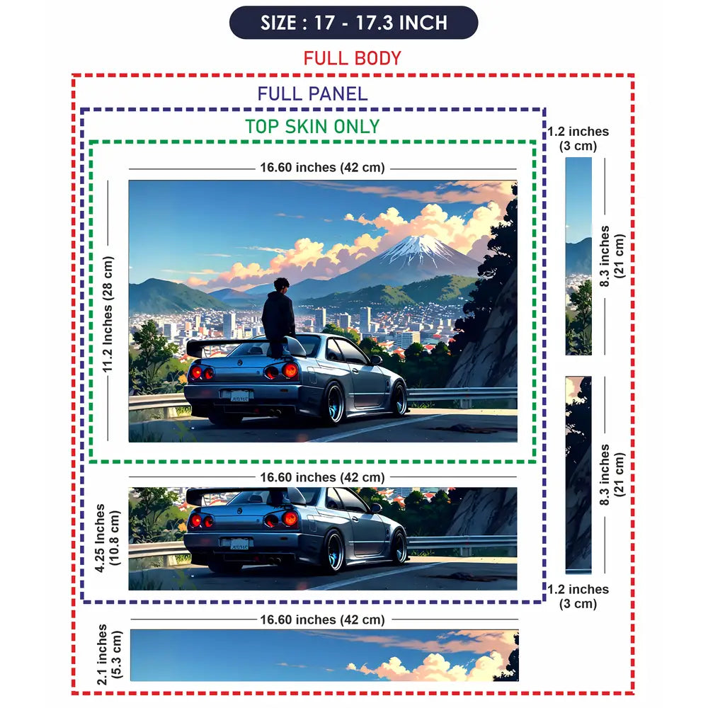 Nissan R34 Skyline Mt Fuji Laptop Skin - View 9