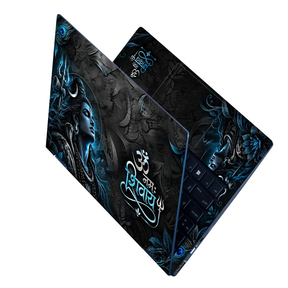 Om Namah Shivaya Ice Blue Laptop Skin - View 2