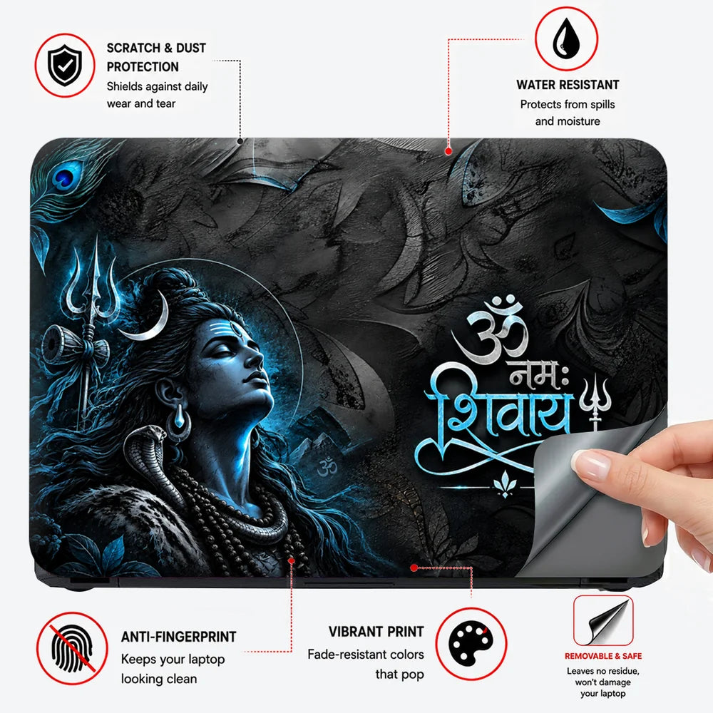 Om Namah Shivaya Ice Blue Laptop Skin - View 4