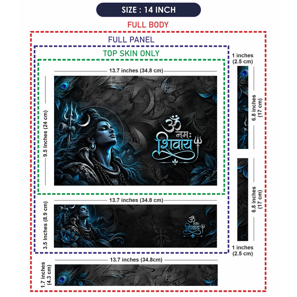 Om Namah Shivaya Ice Blue Laptop Skin - View 7
