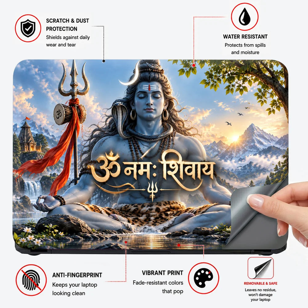 Om Namah Shivaya Meditation Laptop Skin - View 4