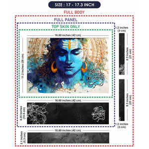 Om Namah Shivaya Shiva Blue Watercolor Portrait Golden Mandala Laptop Skin - View 9