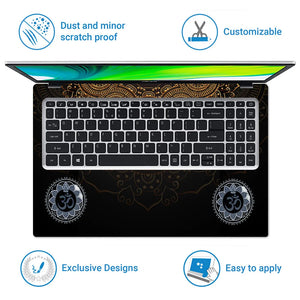 Om Namah Shivaya Shiva Meditation Golden Tree Night Laptop Skin - View 5
