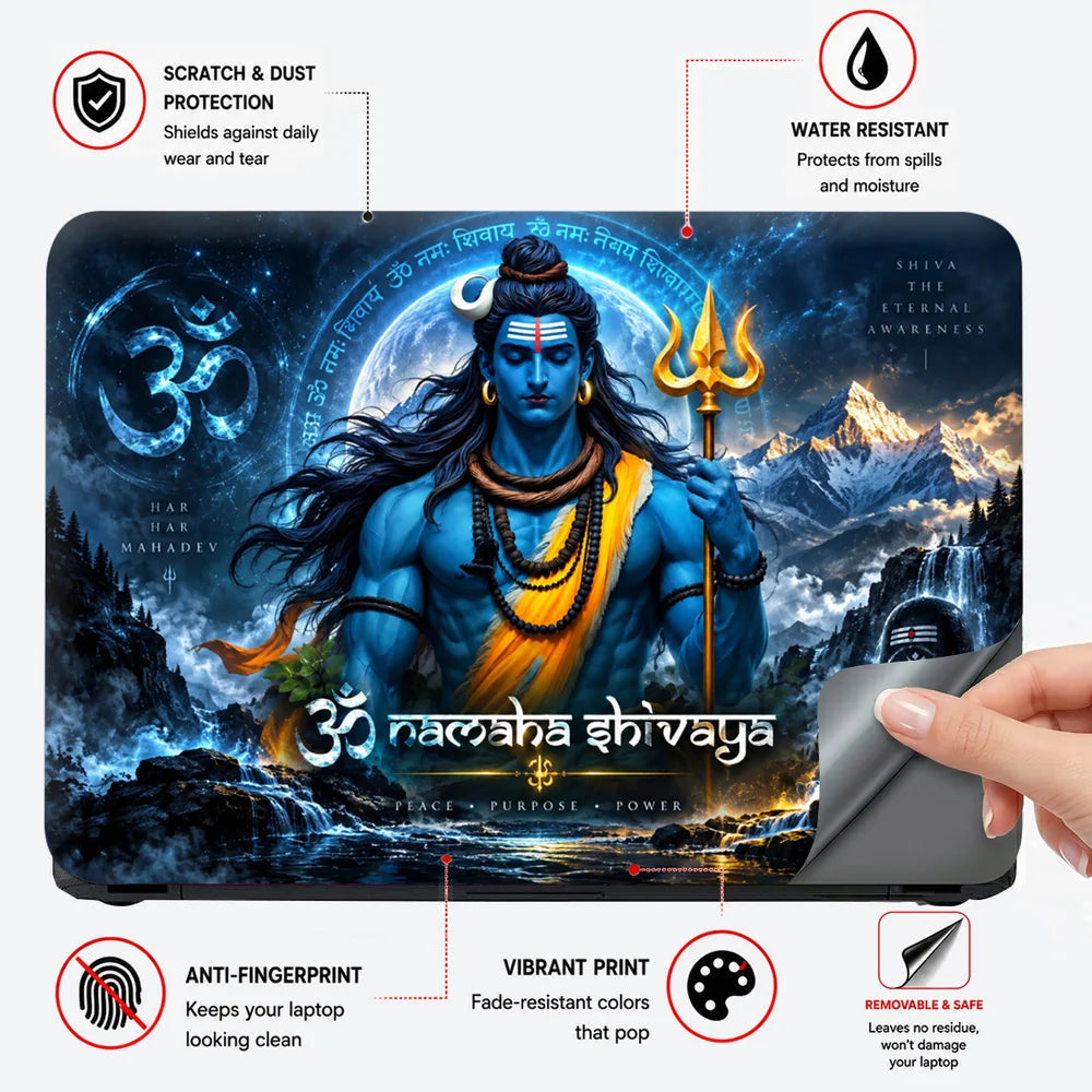 Om Namaha Shivaya Gold Trishul Laptop Skin - View 4