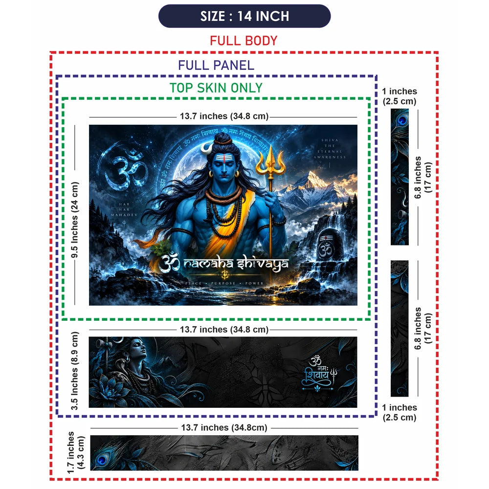 Om Namaha Shivaya Gold Trishul Laptop Skin - View 7