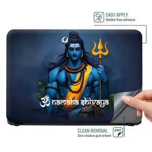Om Namaha Shivaya Lord Shiva Trishul Blue Dark Background Laptop Skin - View 4