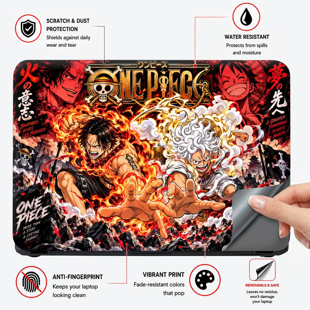 One Piece Ace And Luffy Brothers Laptop Skin - View 4