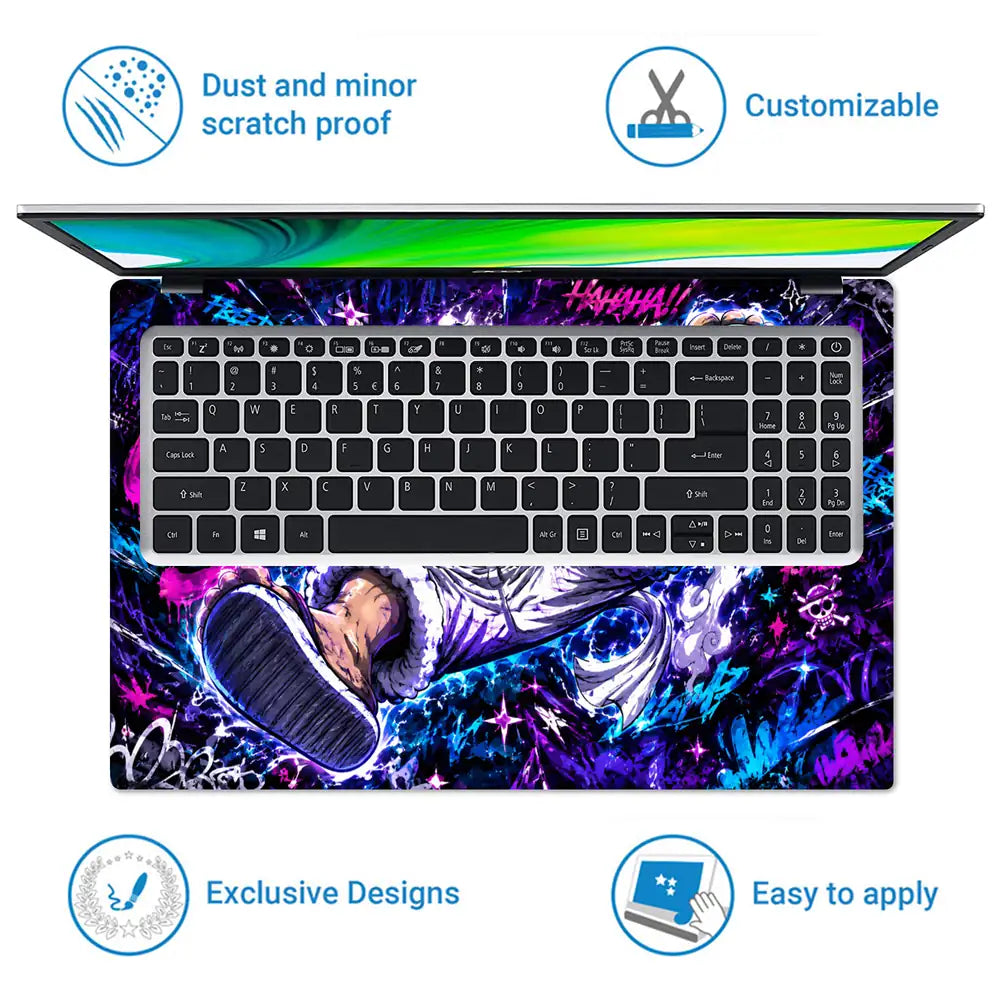 One Piece Luffy Gear 5 Graffiti Laptop Skin - View 5