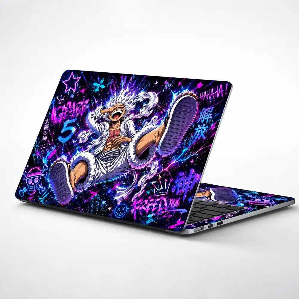 One Piece Luffy Gear 5 Neon Laptop Skin - View 1