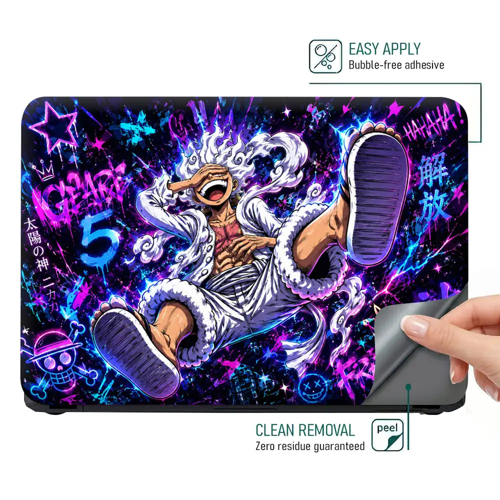 One Piece Luffy Gear 5 Neon Laptop Skin - View 4