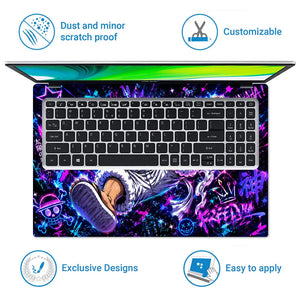 One Piece Luffy Gear 5 Neon Laptop Skin - View 5