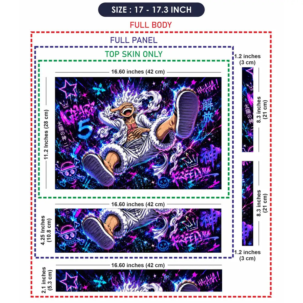 One Piece Luffy Gear 5 Neon Laptop Skin - View 9