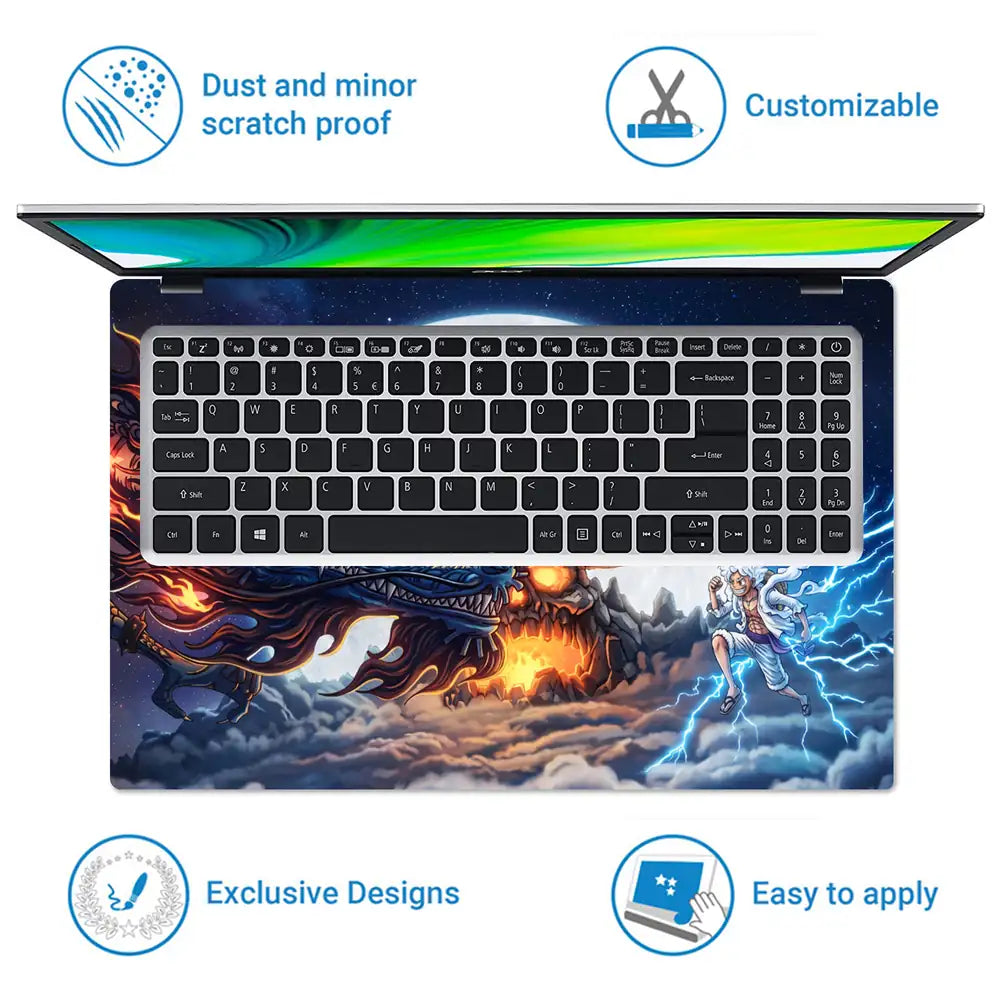 One Piece Luffy Gear 5 Vs Kaido Laptop Skin - View 5