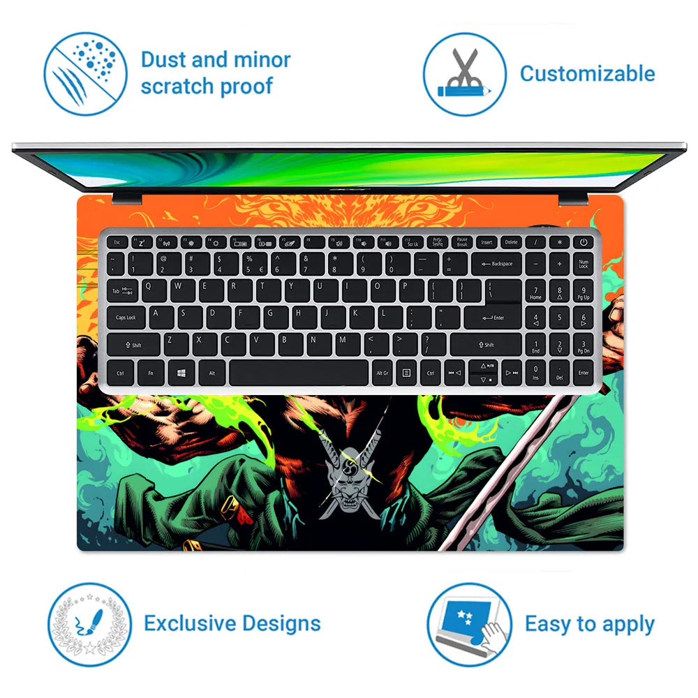 One Piece Roronoa Zoro Three Swords Laptop Skin - View 5