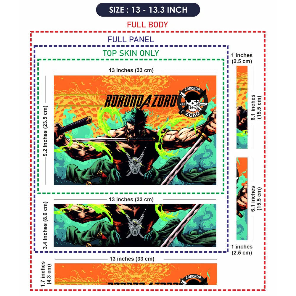 One Piece Roronoa Zoro Three Swords Laptop Skin - View 6