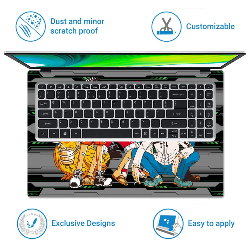One Piece Straw Hat Crew Poster Laptop Skin - View 5