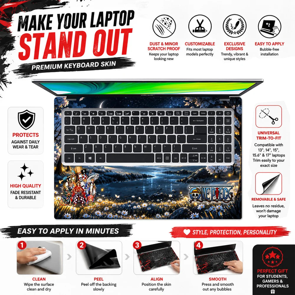 One Piece Wano Crew Moon Laptop Skin - View 5