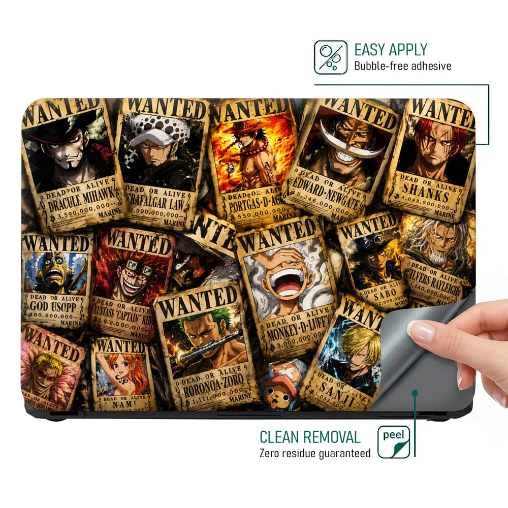 One Piece Wanted Posters Crew Laptop Skin - View 4