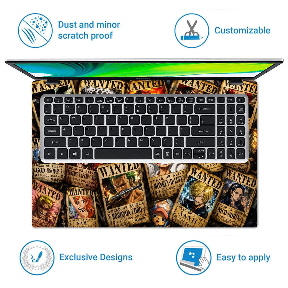 One Piece Wanted Posters Crew Laptop Skin - View 5