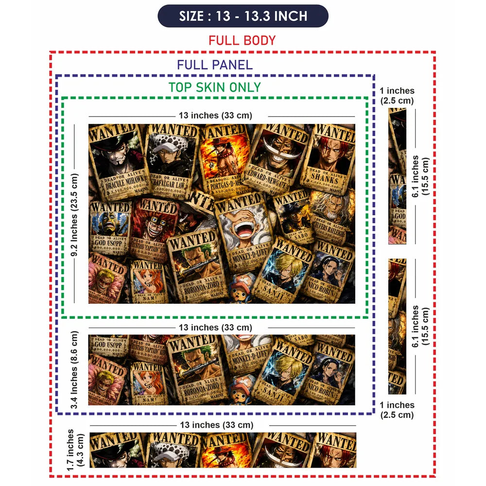 One Piece Wanted Posters Crew Laptop Skin - View 6