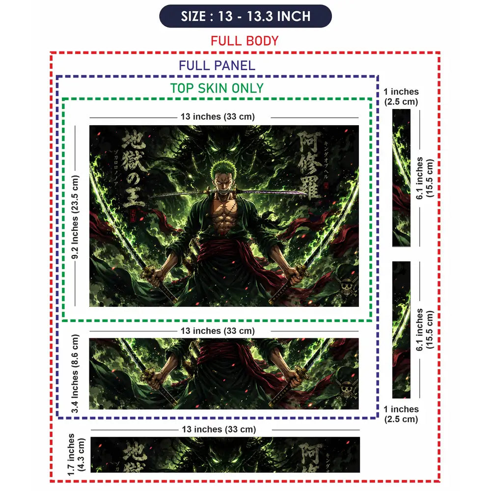 One Piece Zoro Asura Demon Laptop Skin - View 6