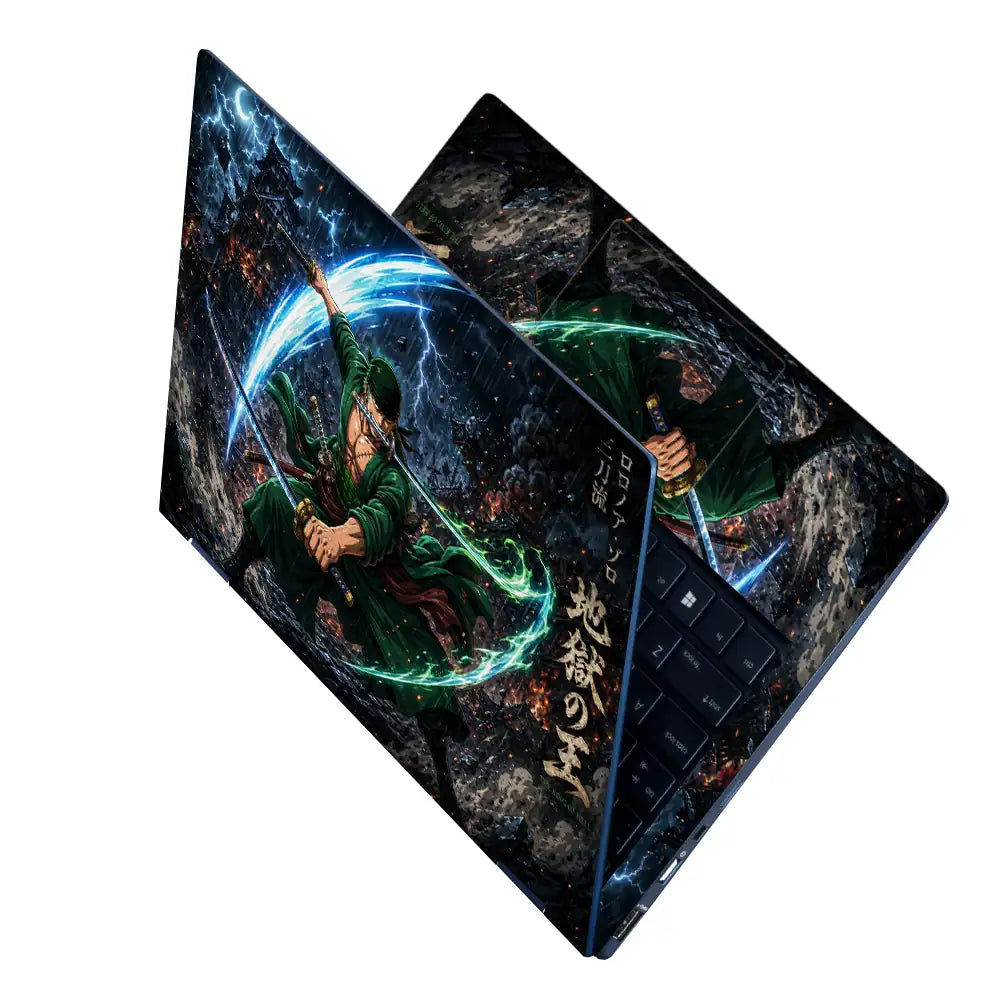 One Piece Zoro Blue Light Battle Laptop Skin - View 2
