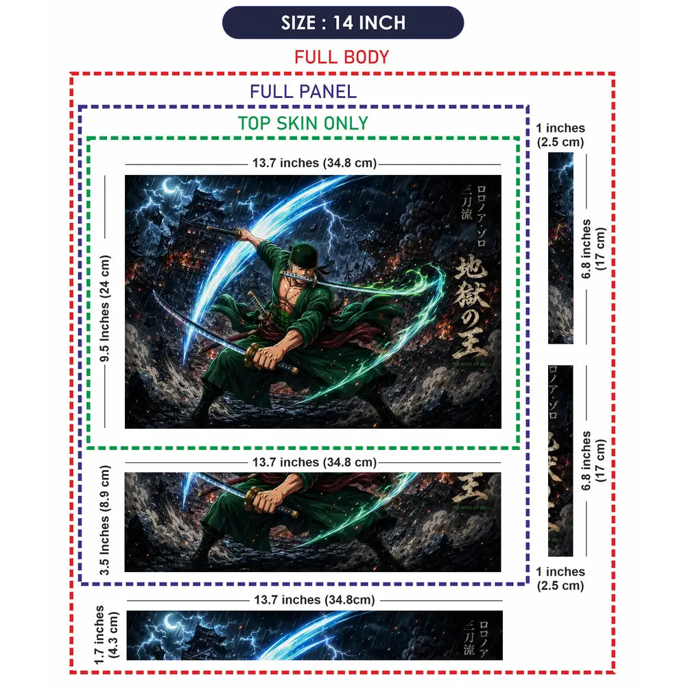 One Piece Zoro Blue Light Battle Laptop Skin - View 7
