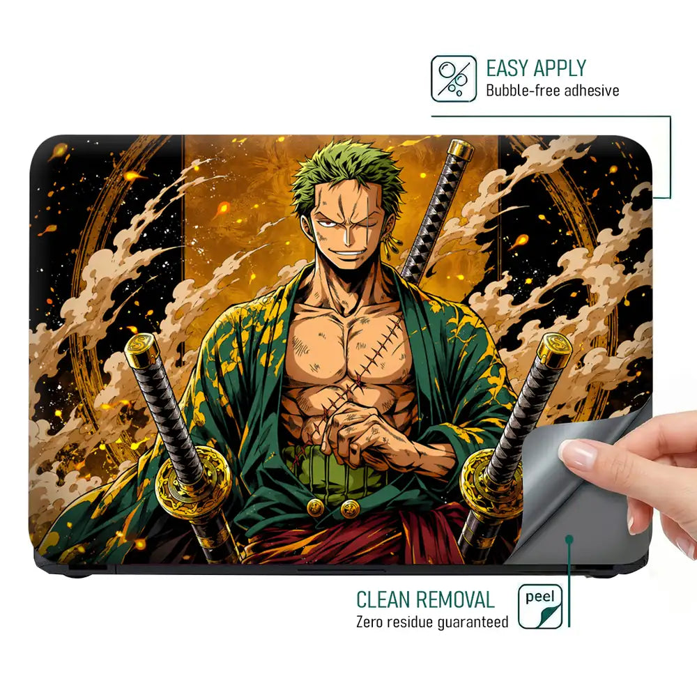 One Piece Zoro Golden Swords Laptop Skin - View 4