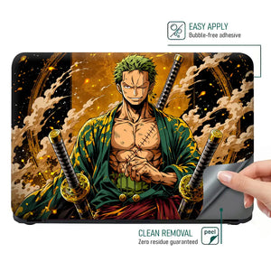 One Piece Zoro Golden Swords Laptop Skin - View 4