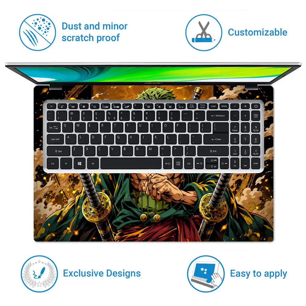 One Piece Zoro Golden Swords Laptop Skin - View 5