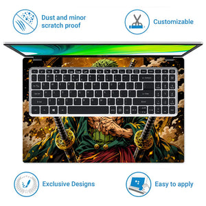 One Piece Zoro Golden Swords Laptop Skin - View 5