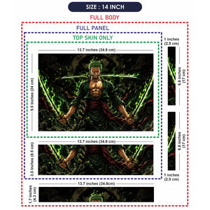 One Piece Zoro Green Fire Swords Laptop Skin - View 7