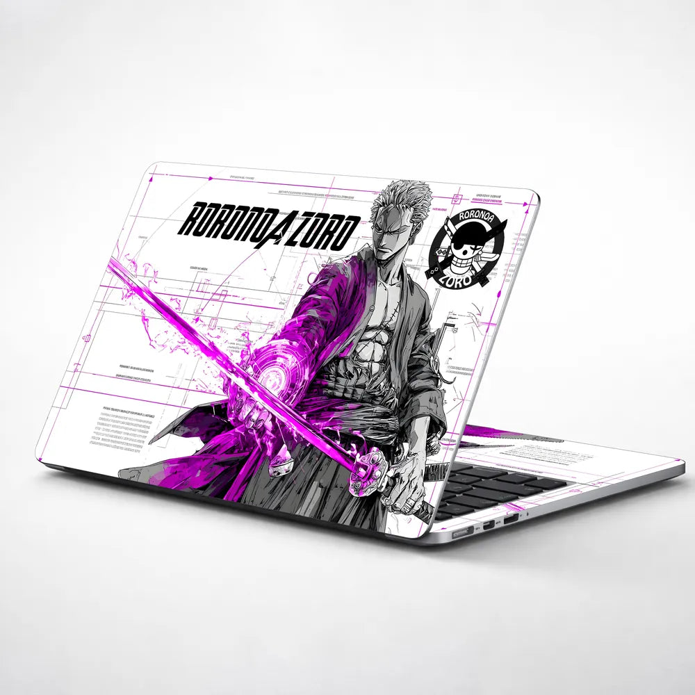 One Piece Zoro Green Neon Samurai Laptop Skin - View 1