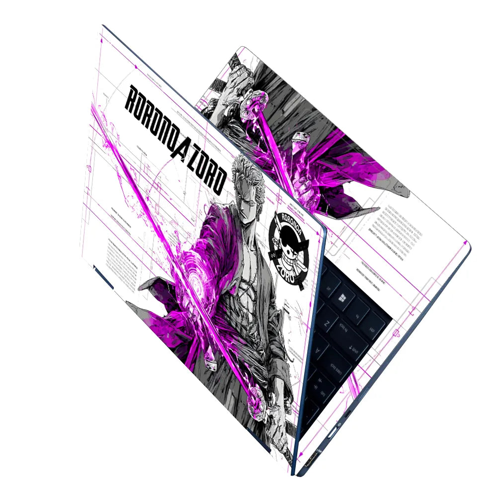 One Piece Zoro Green Neon Samurai Laptop Skin - View 2