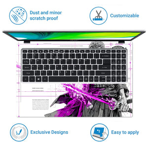 One Piece Zoro Green Neon Samurai Laptop Skin - View 5
