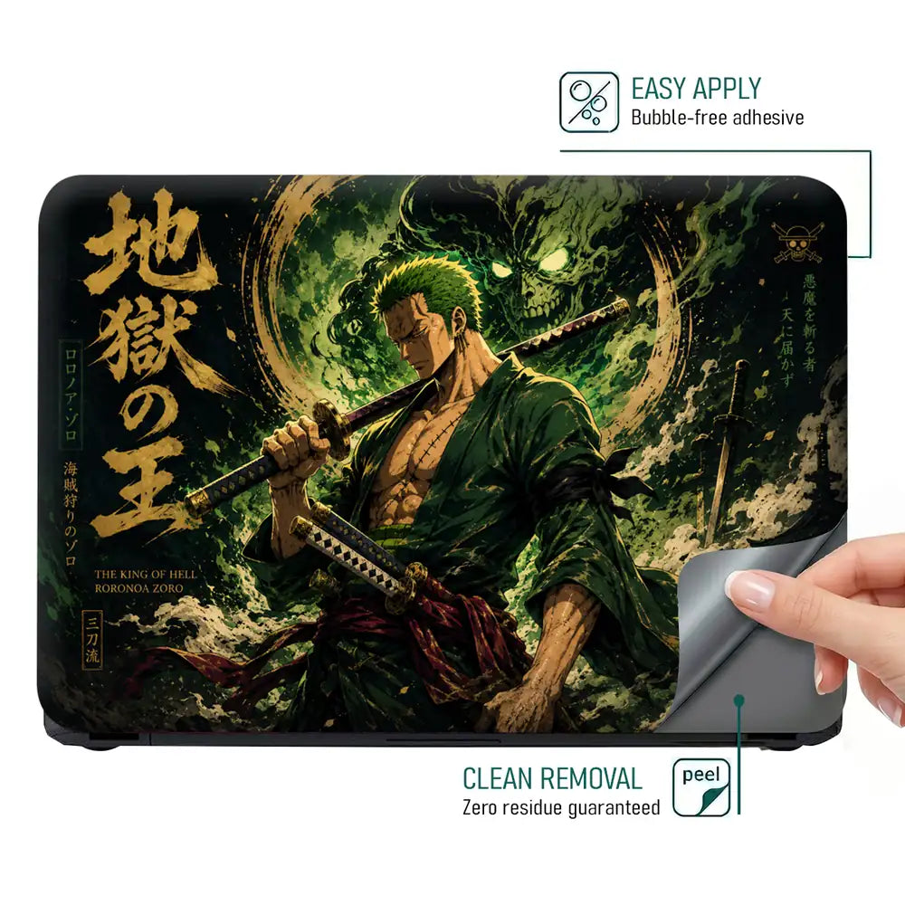 One Piece Zoro Green Skull Aura Laptop Skin - View 4
