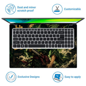 One Piece Zoro Green Skull Aura Laptop Skin - View 5