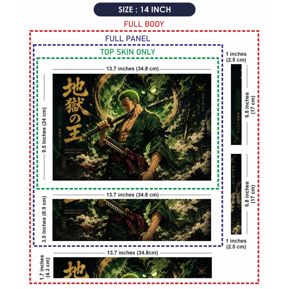 One Piece Zoro Green Skull Aura Laptop Skin - View 7