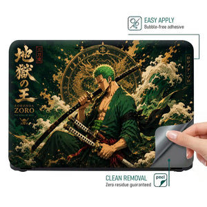 One Piece Zoro Green Wave Art Laptop Skin - View 4