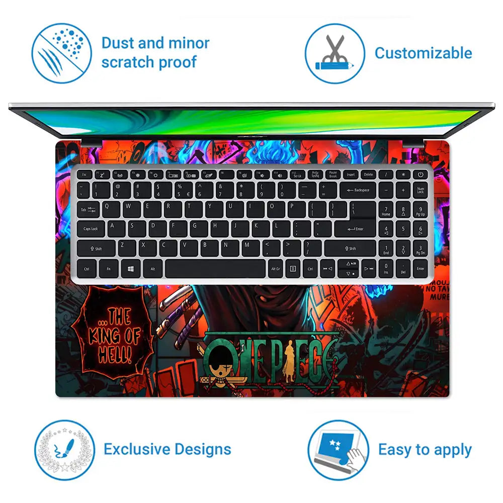 One Piece Zoro King Hell Blue Flame Laptop Skin - View 5