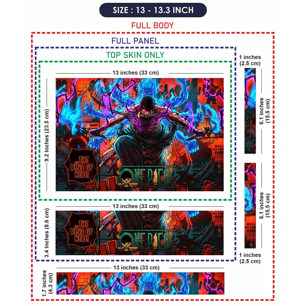 One Piece Zoro King Hell Blue Flame Laptop Skin - View 6