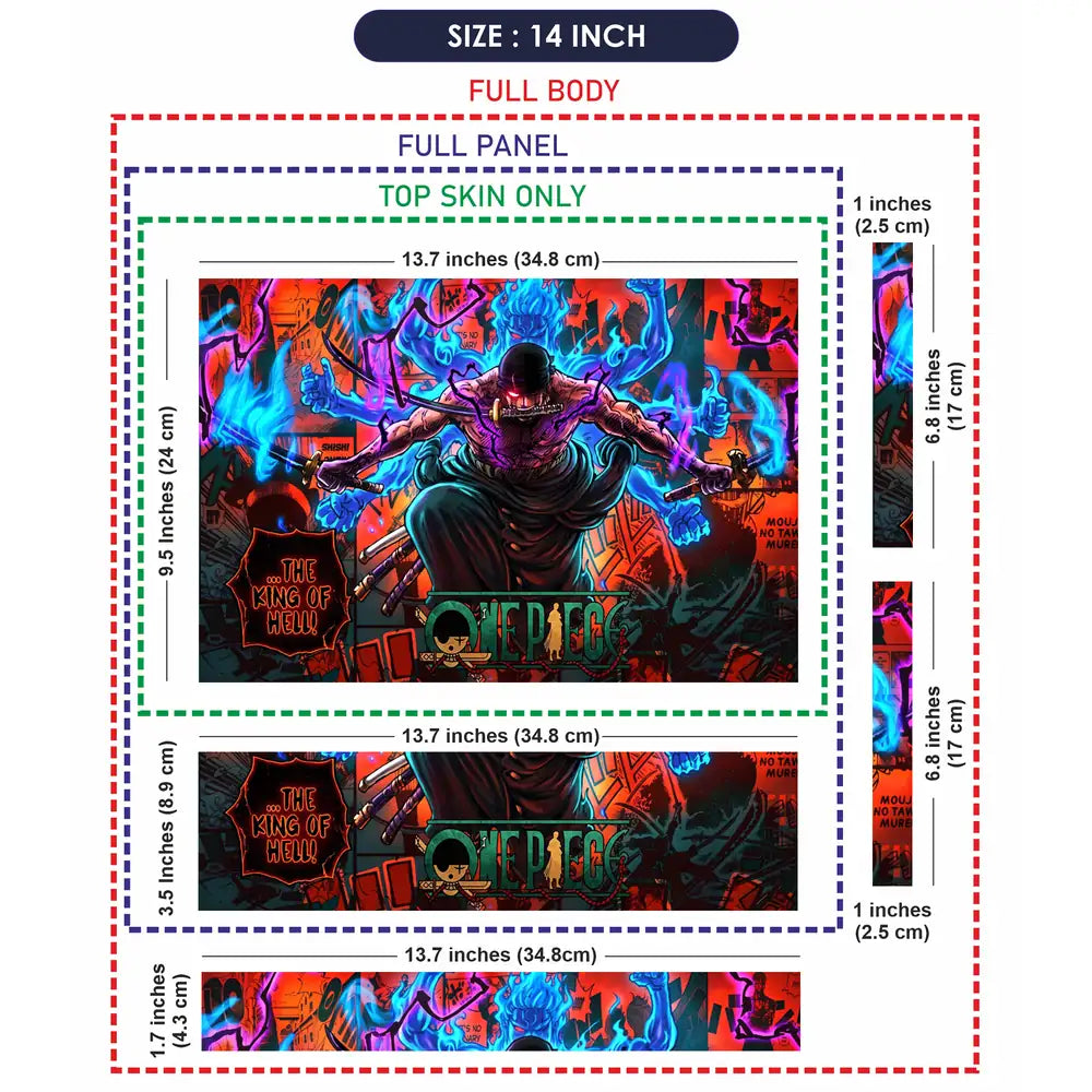 One Piece Zoro King Hell Blue Flame Laptop Skin - View 7
