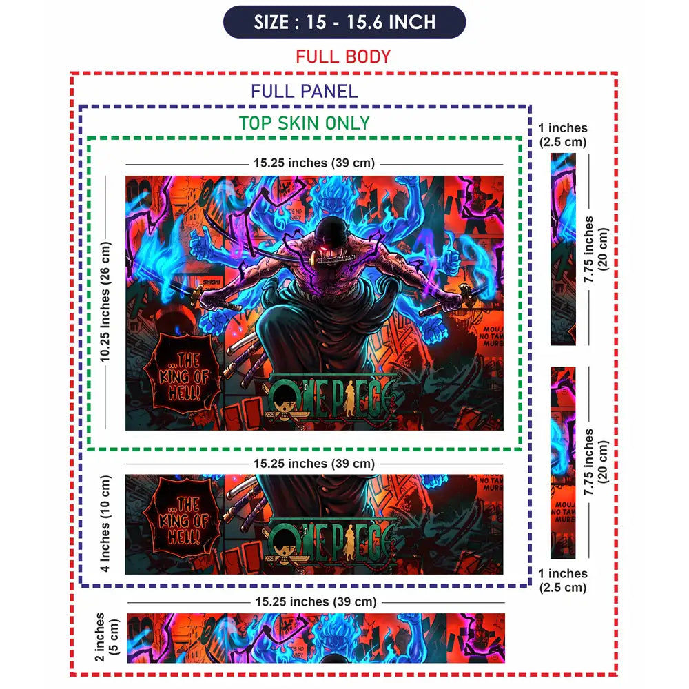 One Piece Zoro King Hell Blue Flame Laptop Skin - View 8