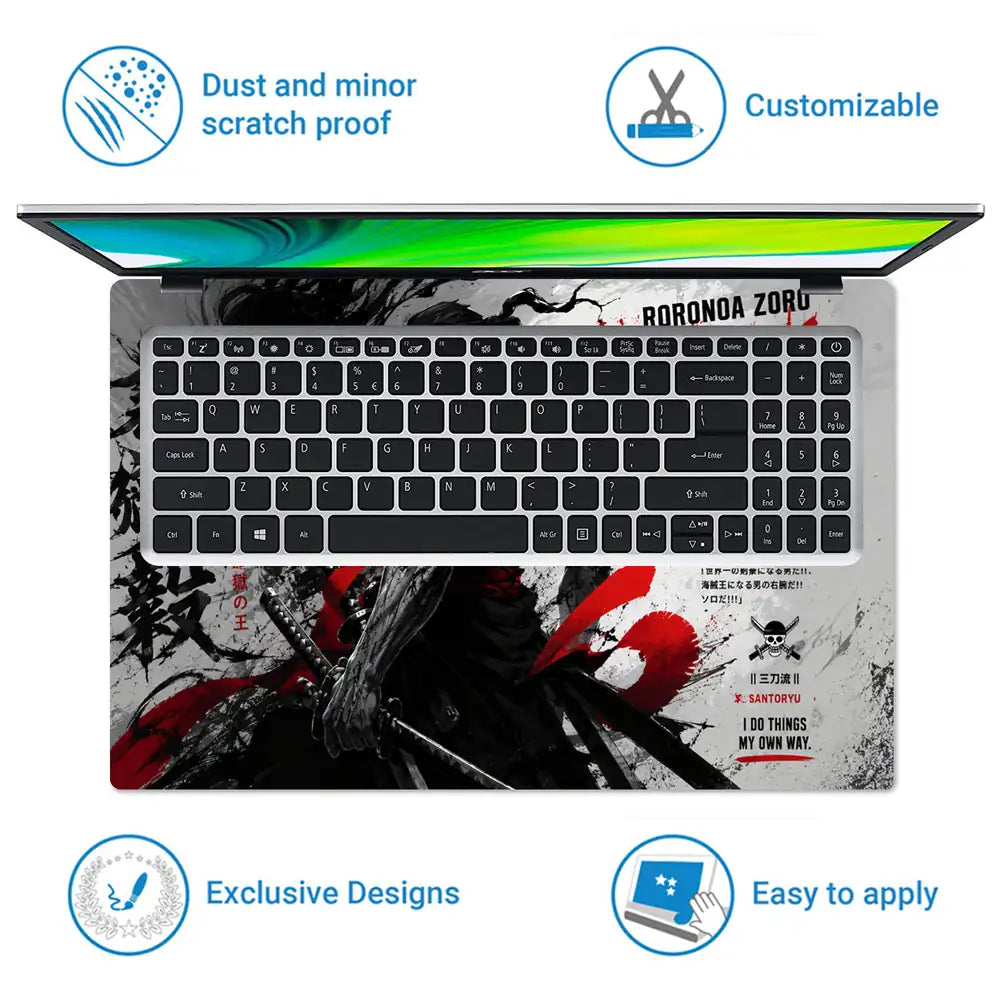 One Piece Zoro King Of Hell Ink Laptop Skin - View 5