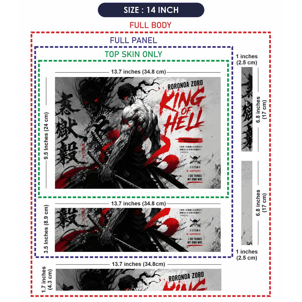 One Piece Zoro King Of Hell Ink Laptop Skin - View 7