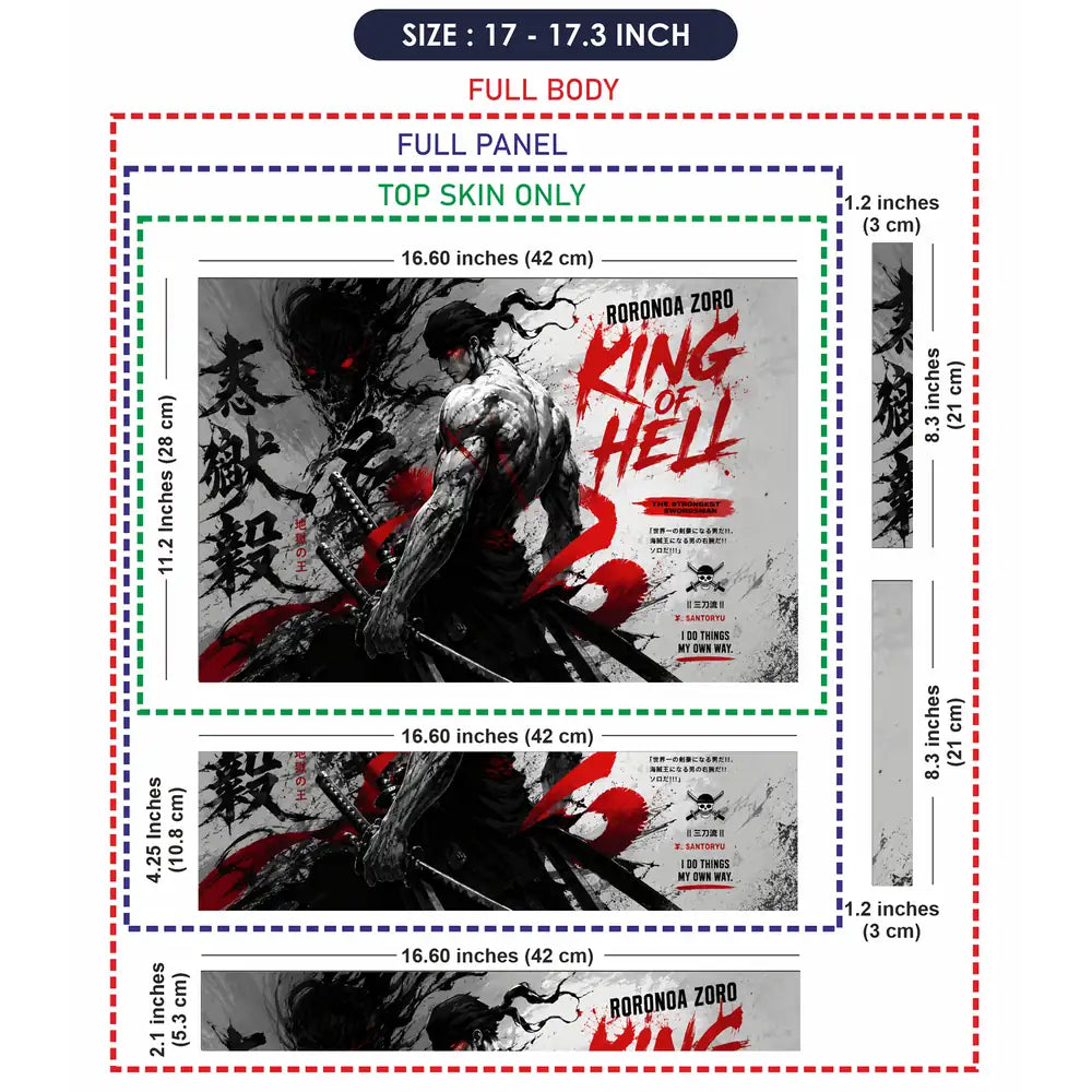 One Piece Zoro King Of Hell Ink Laptop Skin - View 9