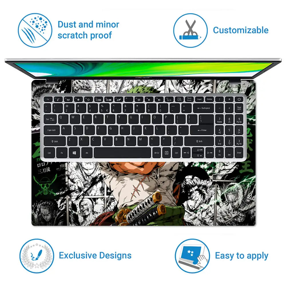 One Piece Zoro Manga Collage Laptop Skin - View 5